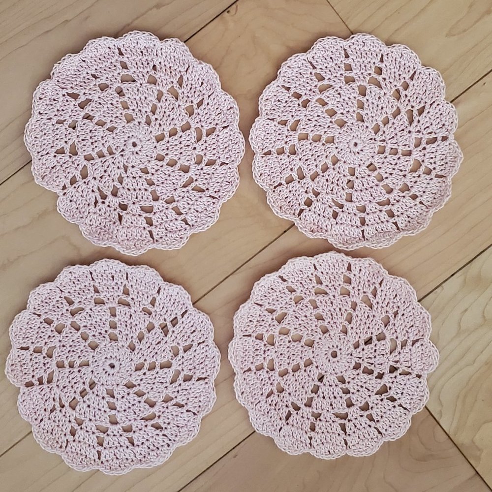 Round Hand Made Crocheted Doilies Set of 4